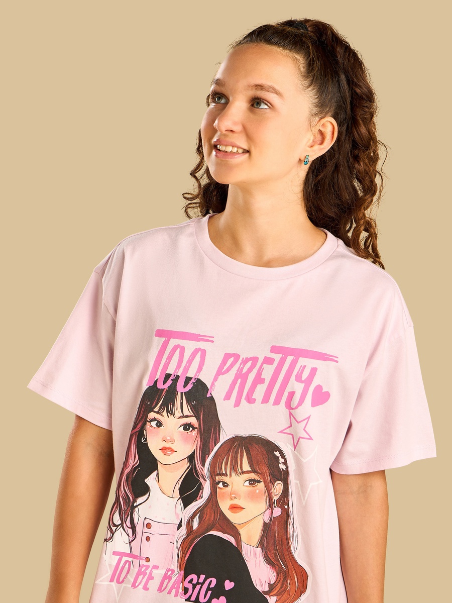 Anime Print Oversized Cotton T-Shirt