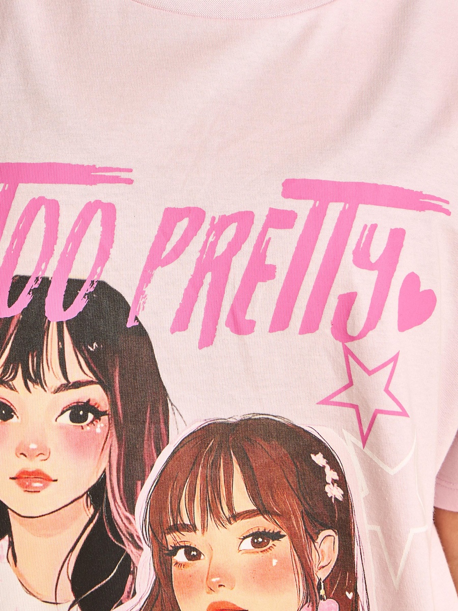 Anime Print Oversized Cotton T-Shirt
