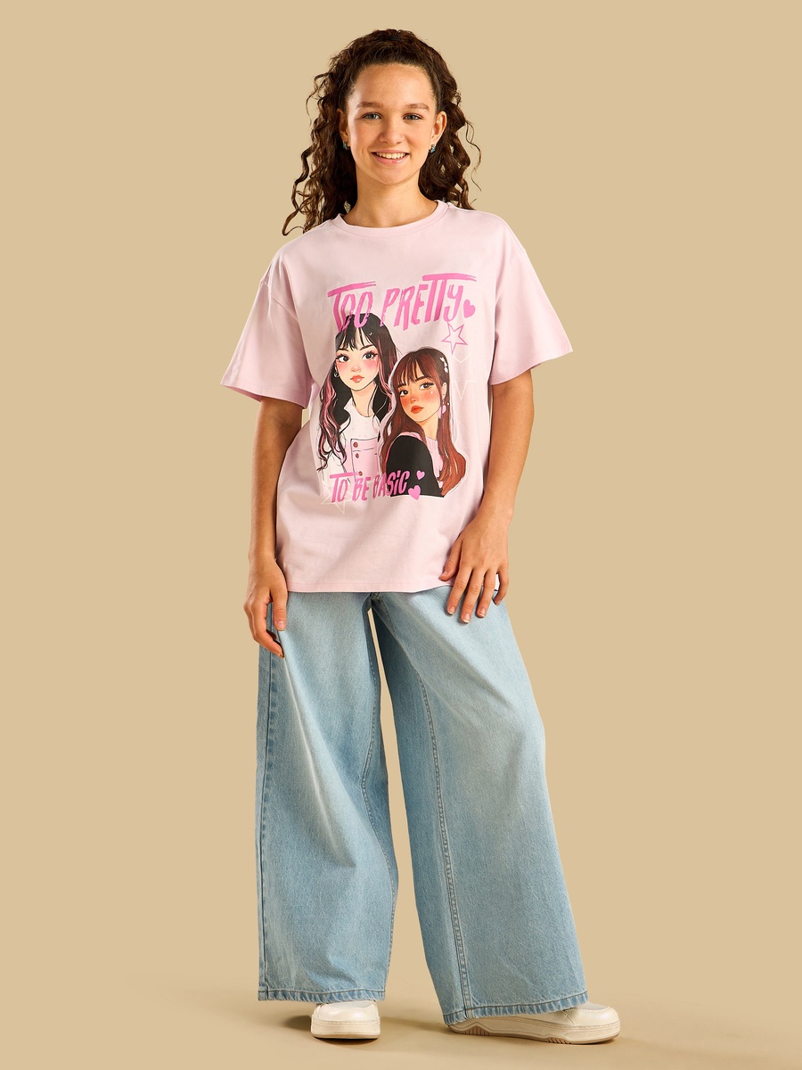 Anime Print Oversized Cotton T-Shirt