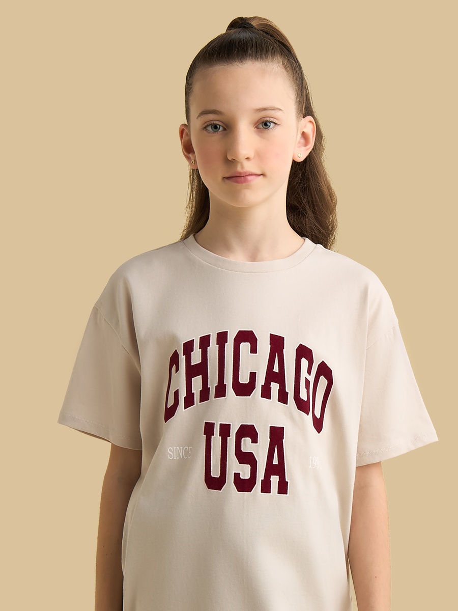 Chicago Print Oversized Cotton T-Shirt