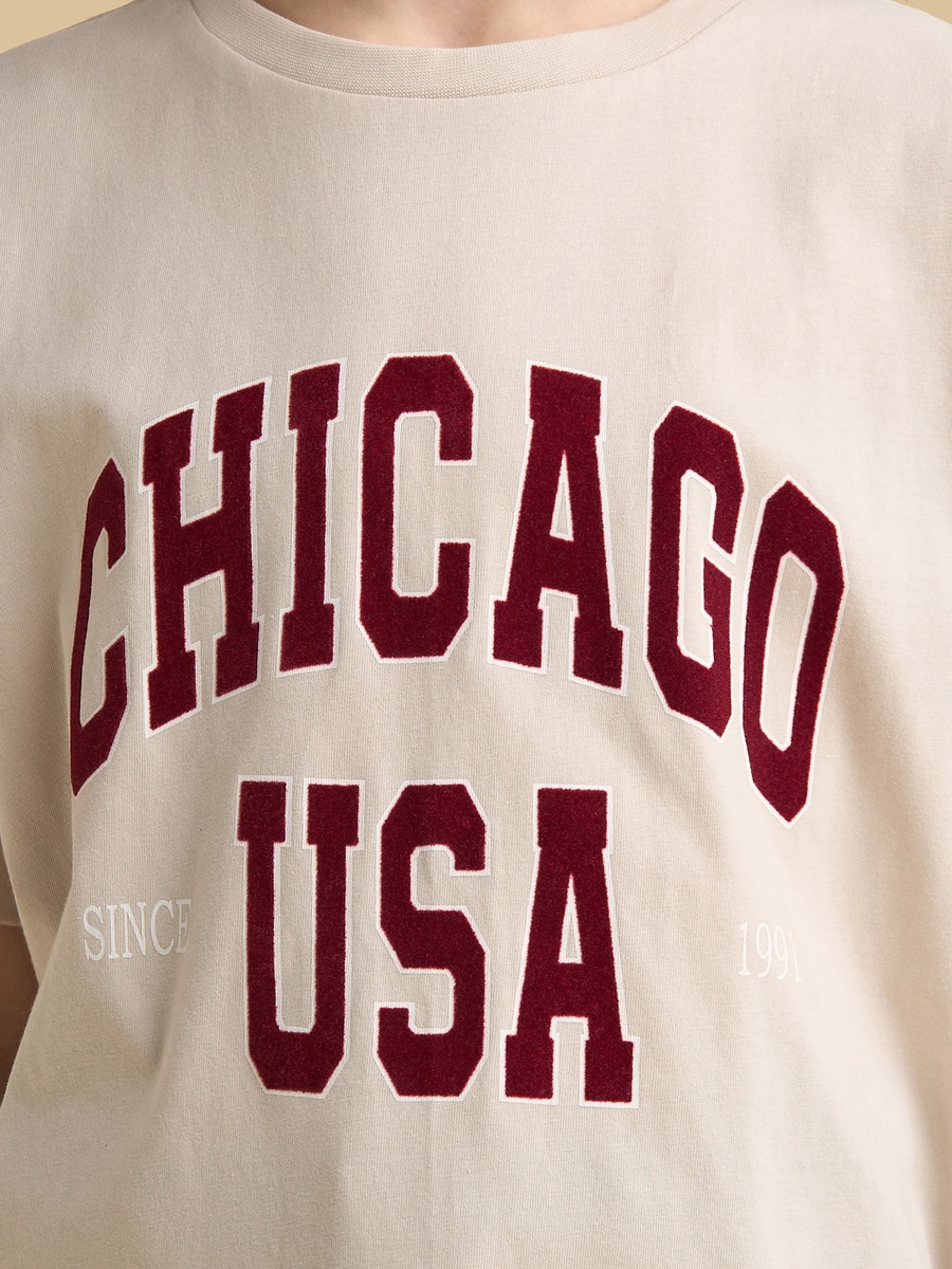 Chicago Print Oversized Cotton T-Shirt