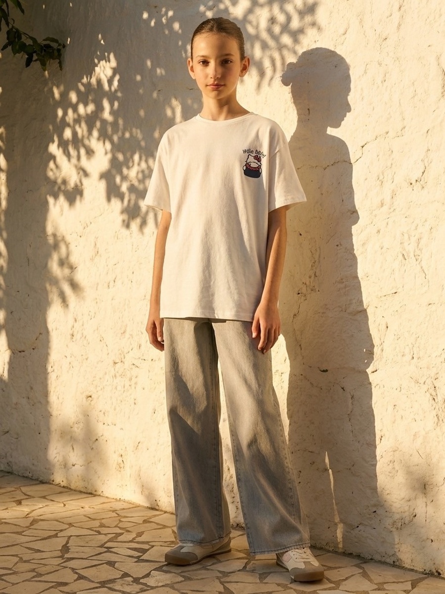 Hello Kitty Print Oversized Cotton T-Shirt