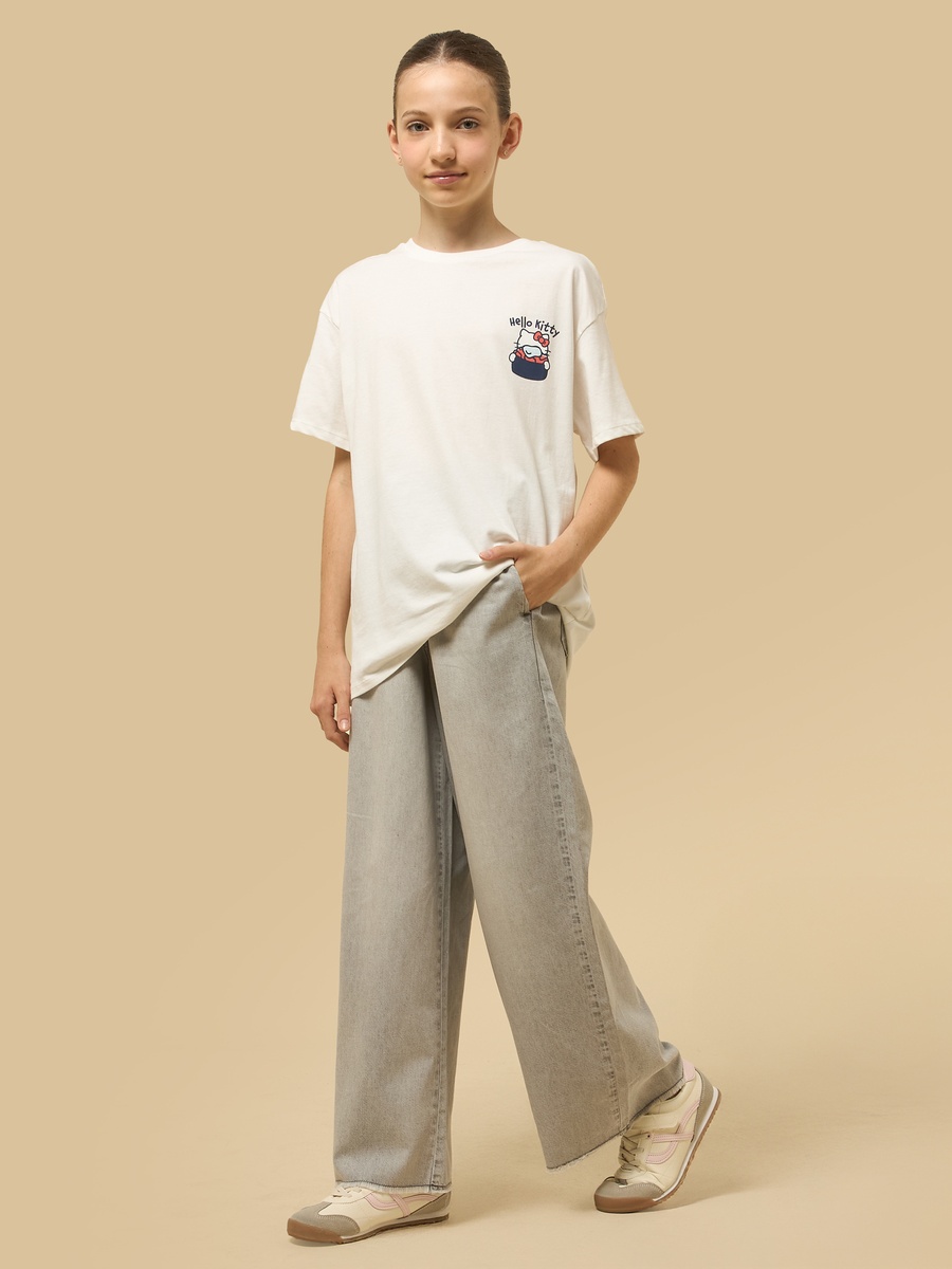 Hello Kitty Print Oversized Cotton T-Shirt