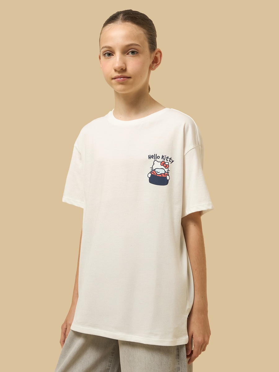 Hello Kitty Print Oversized Cotton T-Shirt