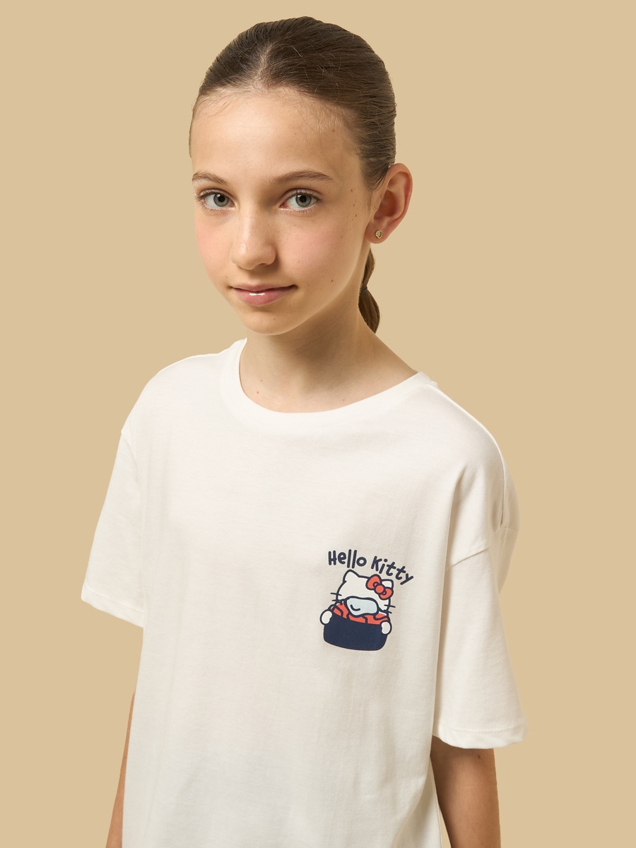 Hello Kitty Print Oversized Cotton T-Shirt