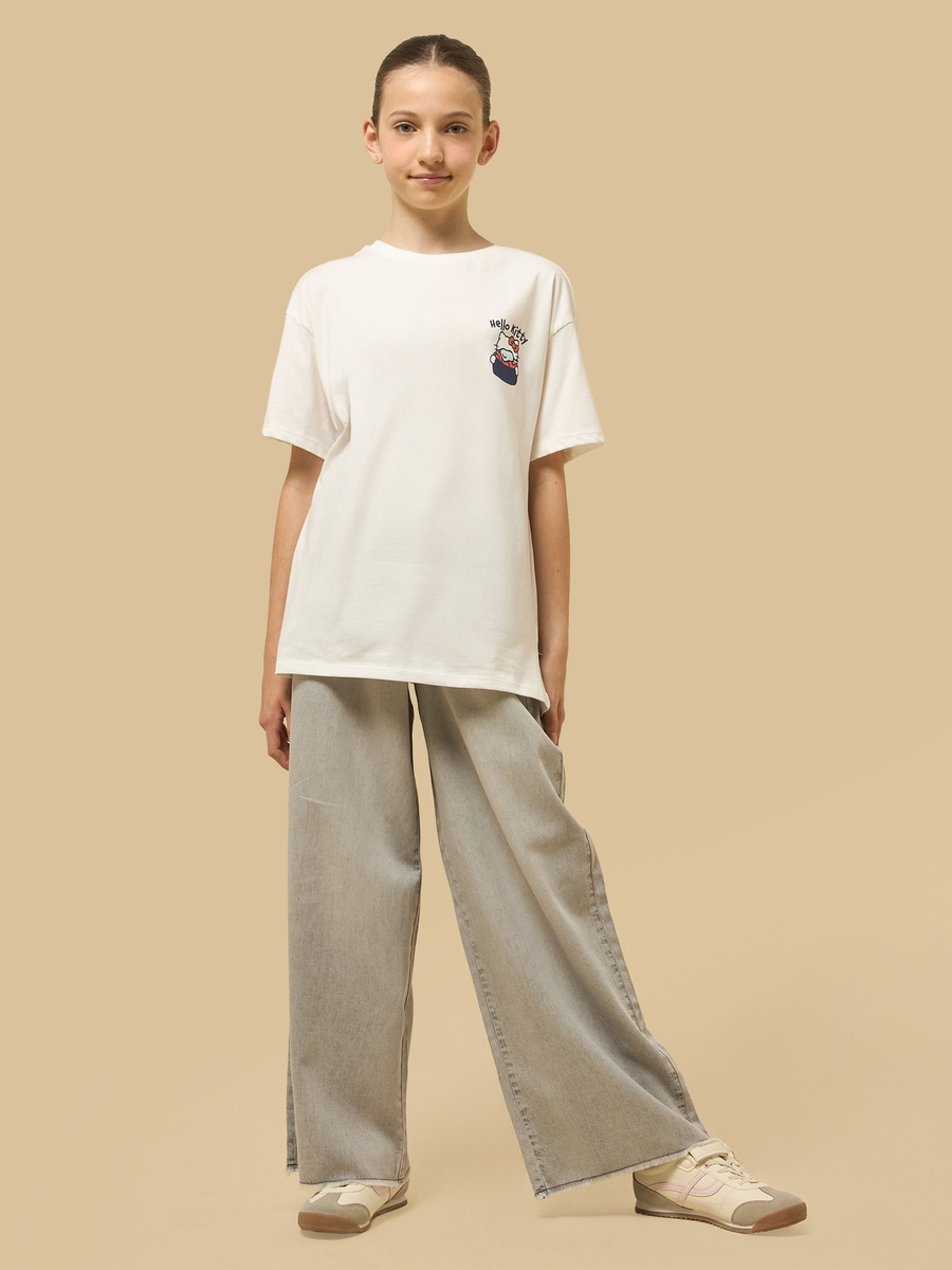Hello Kitty Print Oversized Cotton T-Shirt