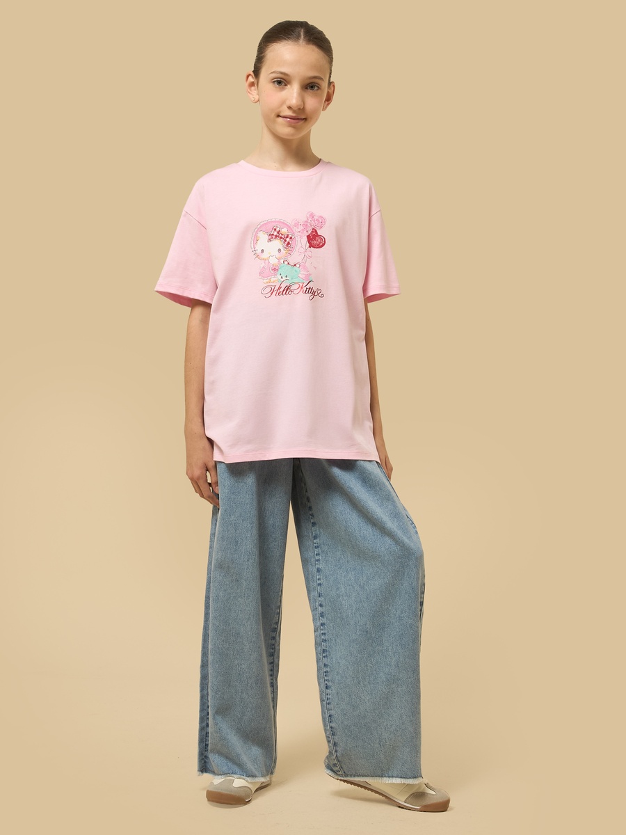 Hello Kitty Print Oversized T-Shirt