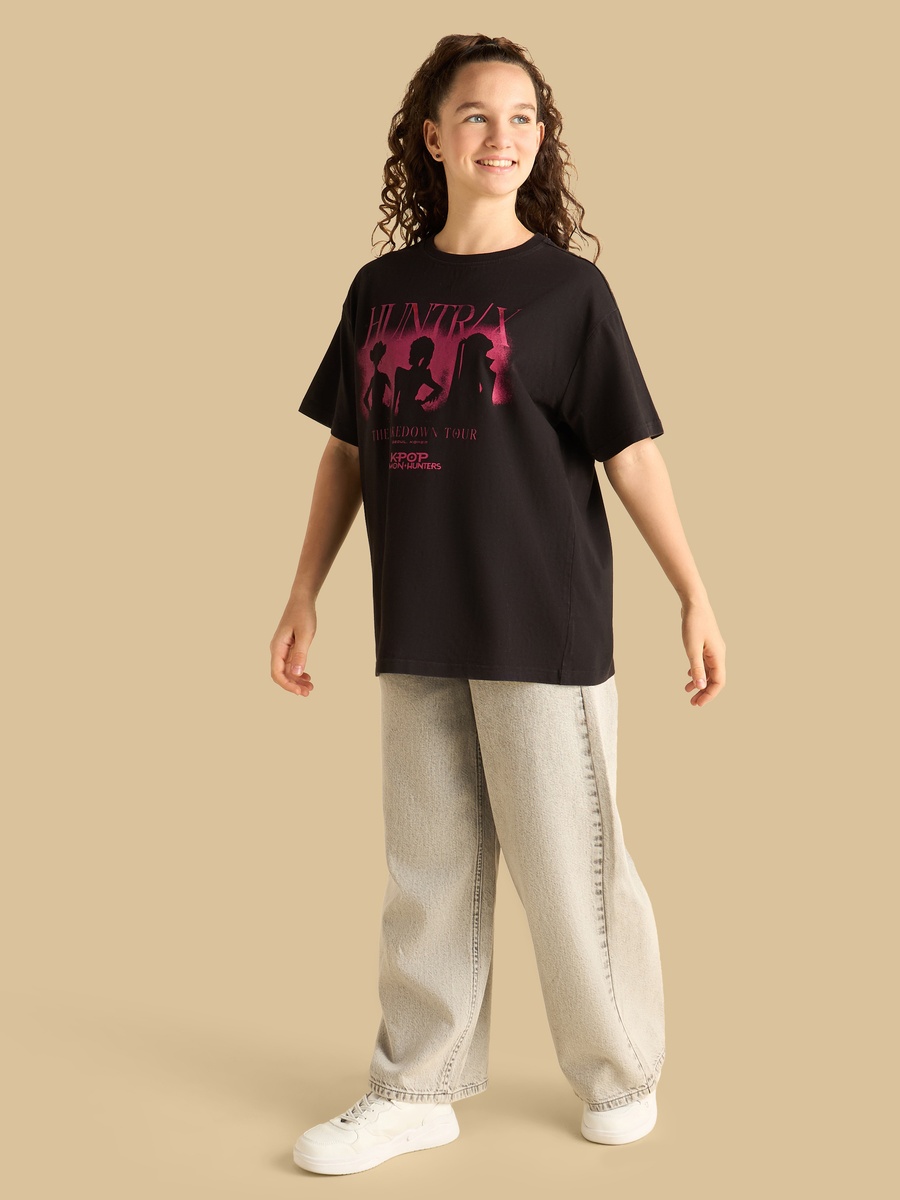 Kpop Demon Hunters Print Oversized T-Shirt
