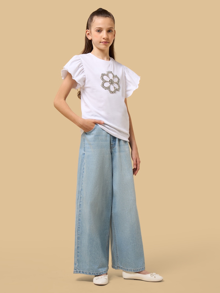Stone Embellished Oversized Cotton T-Shirt