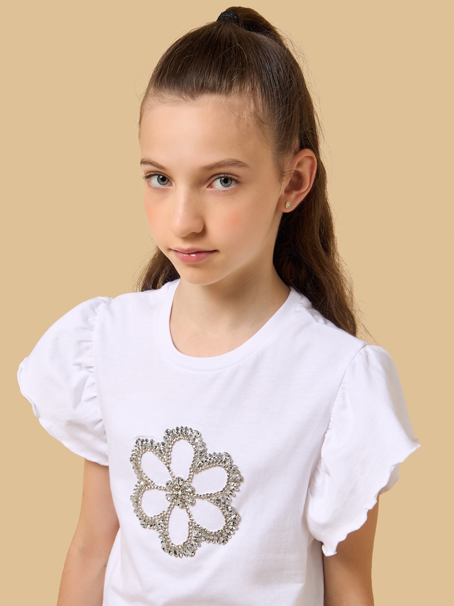 Stone Embellished Oversized Cotton T-Shirt
