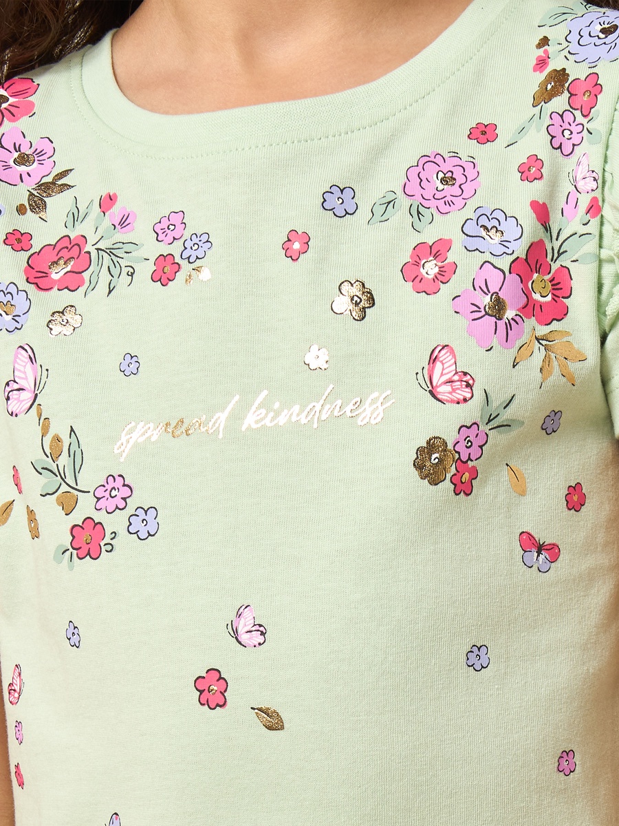 Floral Print Cotton T-Shirt
