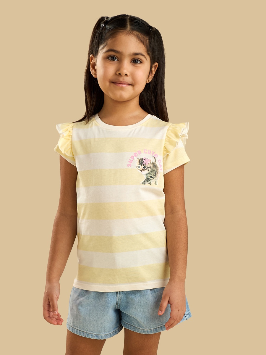 Striped With Bear Print T-Shirt