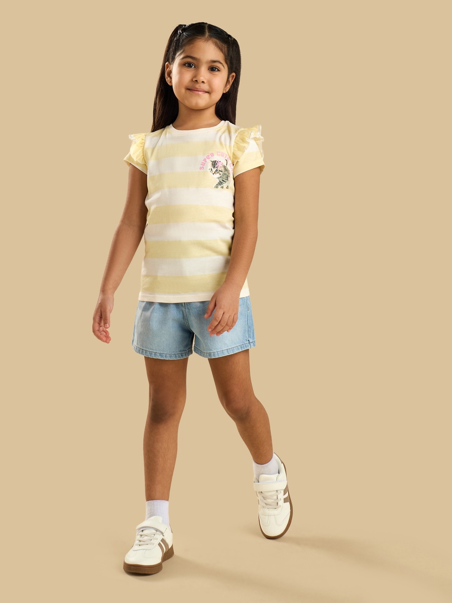 Striped With Bear Print T-Shirt
