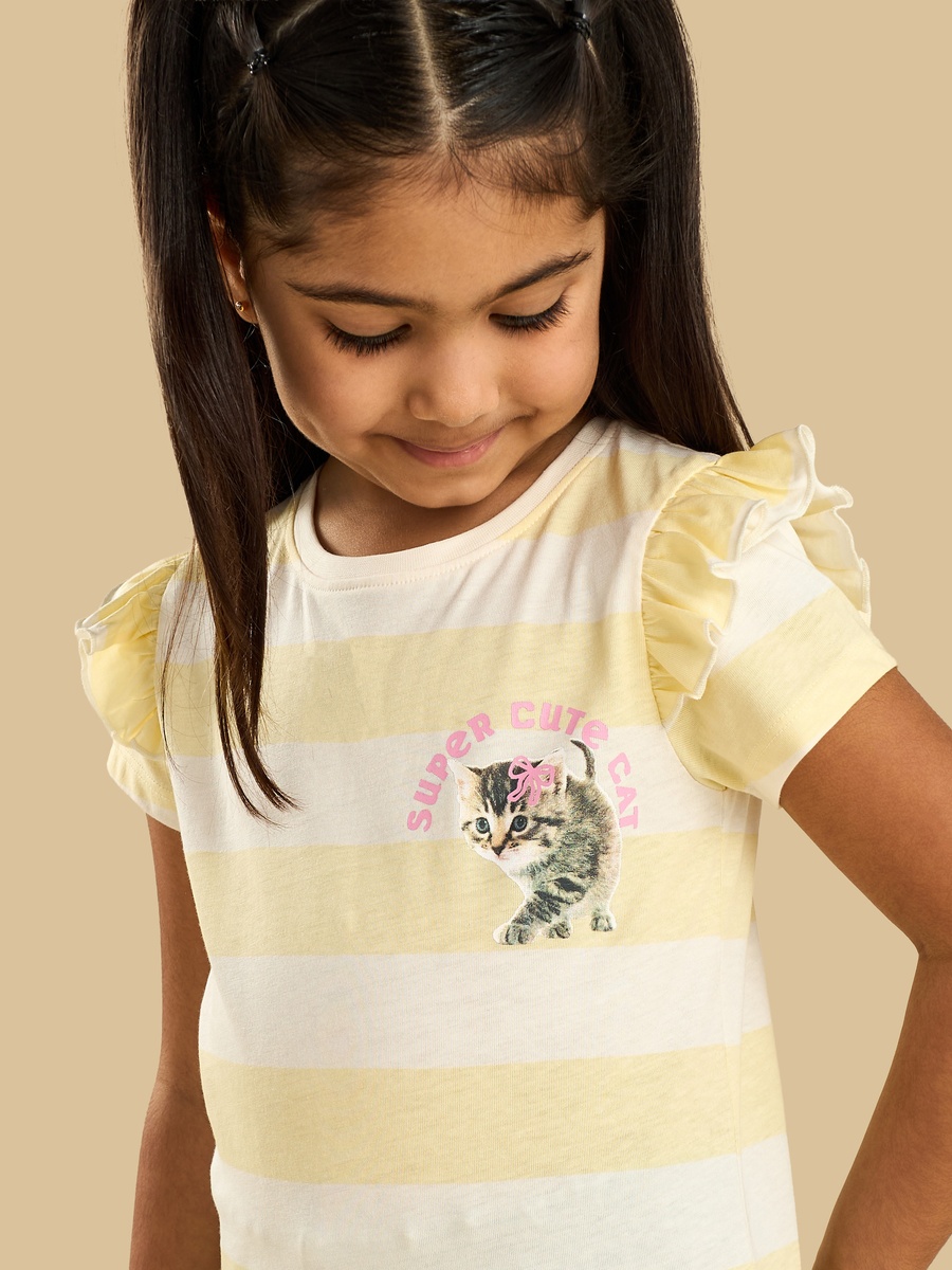 Striped With Bear Print T-Shirt