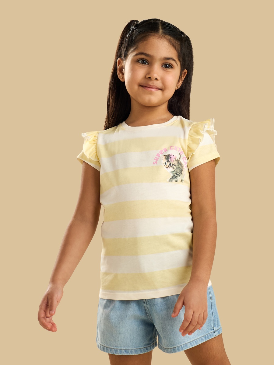Striped With Bear Print T-Shirt