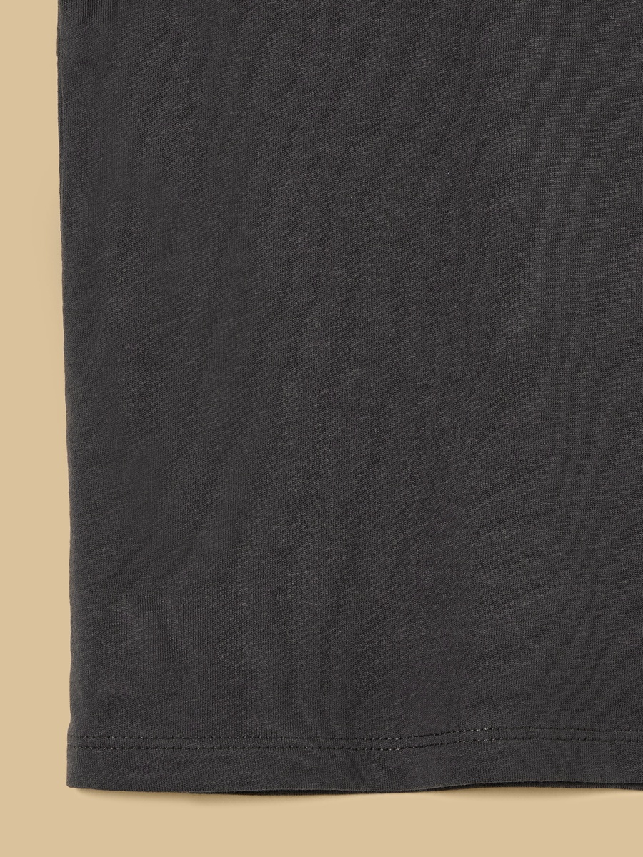 Slogan Print Cotton T-Shirt with Ruffles
