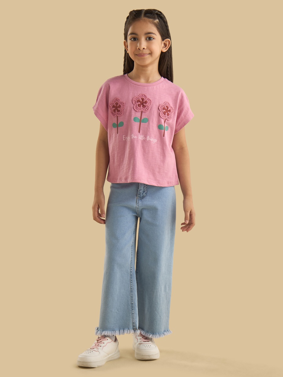 Crochet Trim Cotton T-Shirt