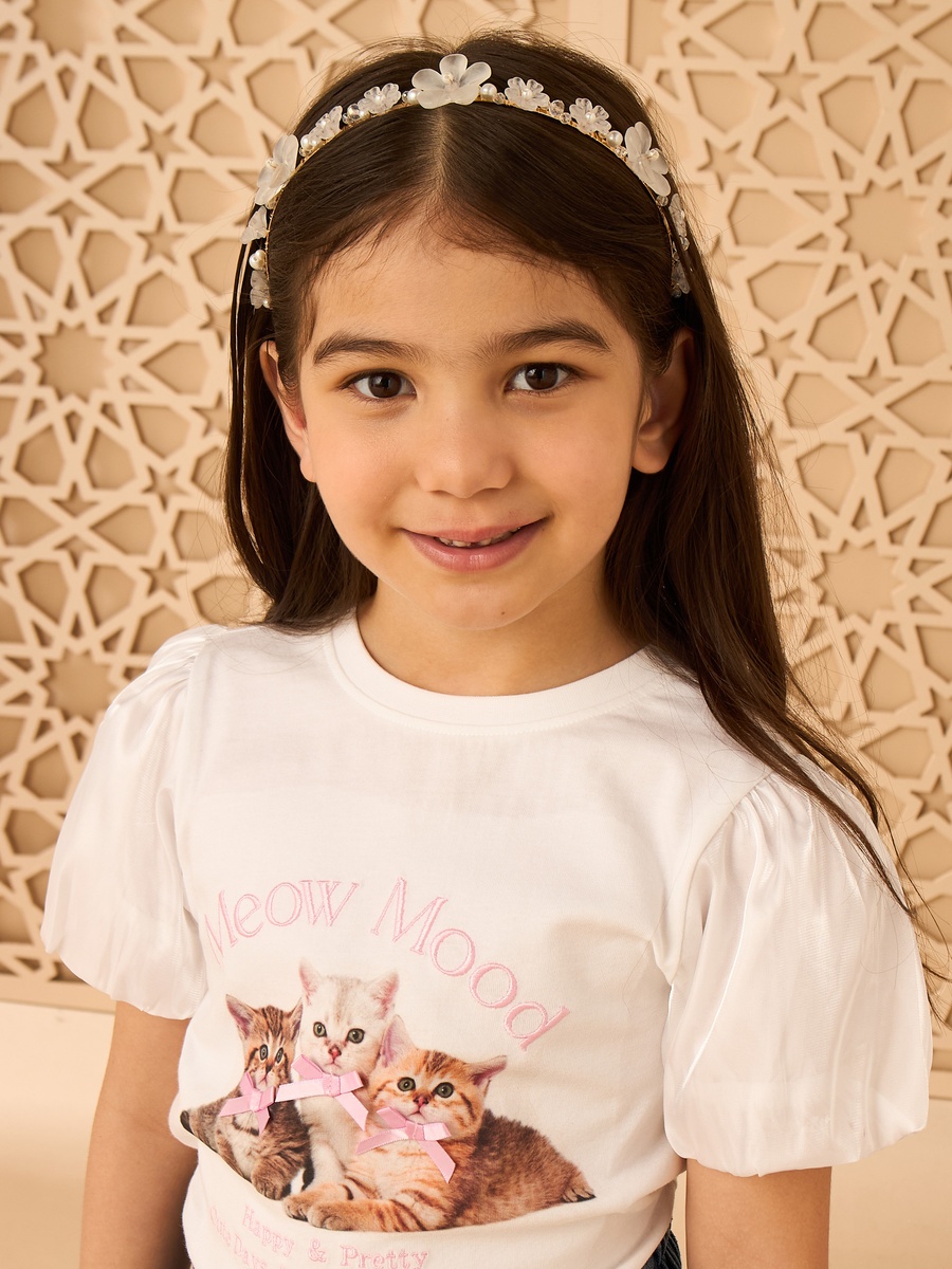 Cat Print Cotton T-Shirt