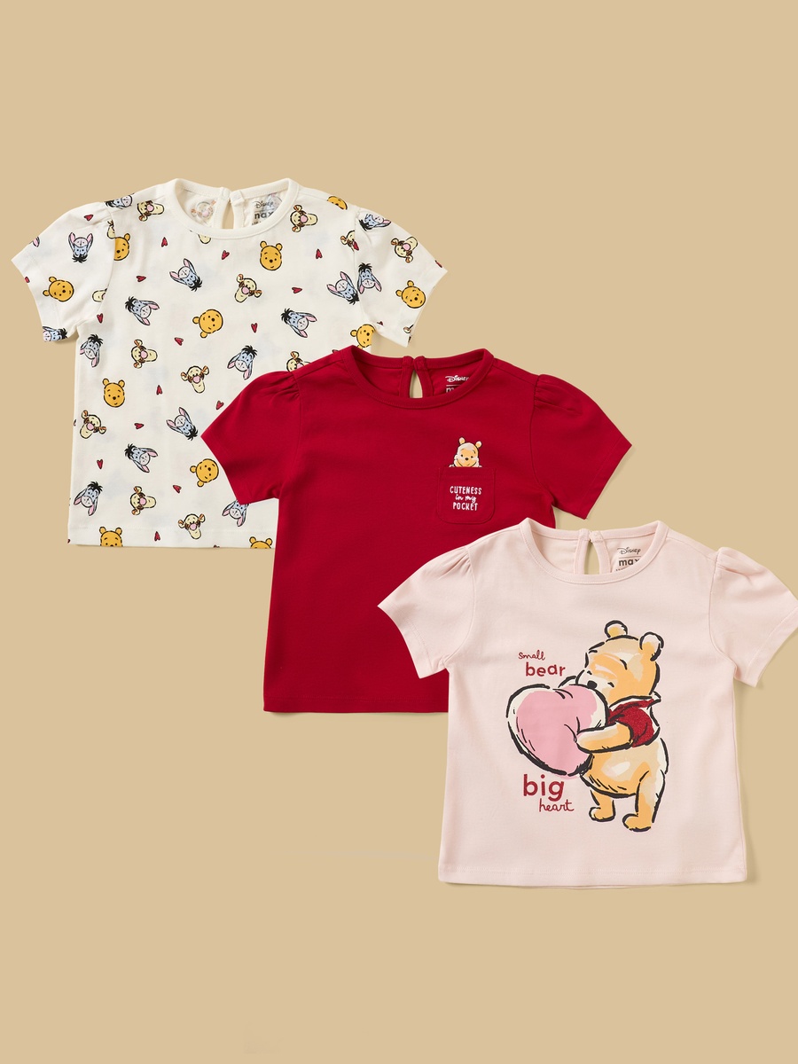 Pack of 3 - Winnie the Pooh Printed Cotton T-Shirt