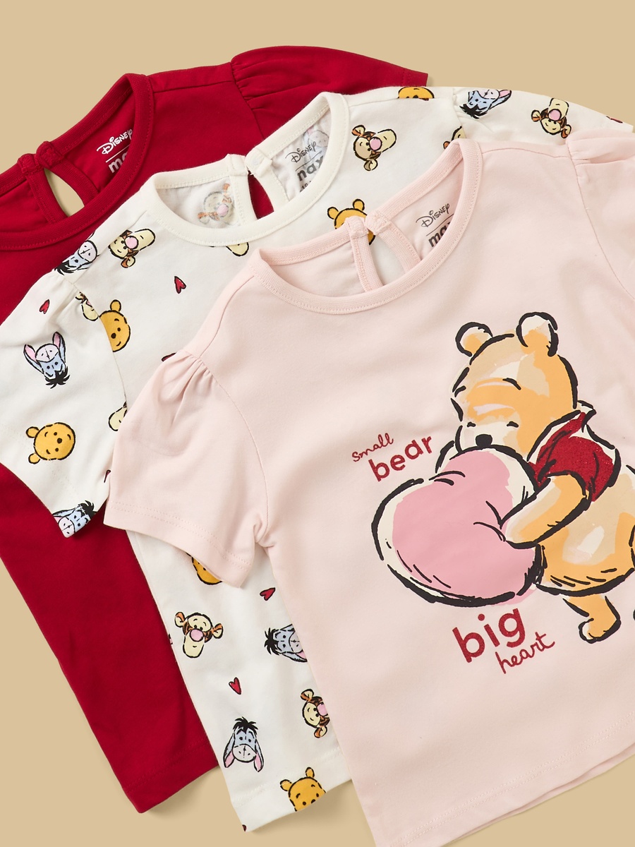 Pack of 3 - Winnie the Pooh Printed Cotton T-Shirt