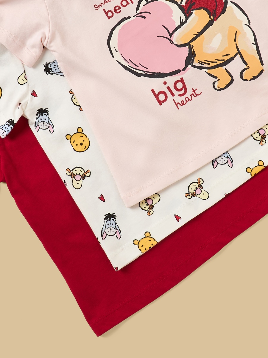 Pack of 3 - Winnie the Pooh Printed Cotton T-Shirt