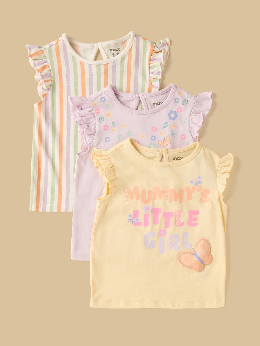 Pack of 3 - Floral Print Cotton T-Shirt