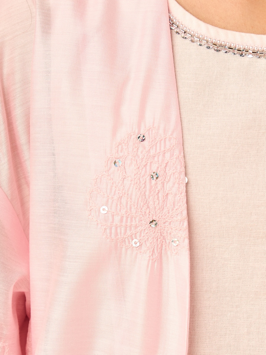 Embroidered Longline Kaftan with Sleeveless Top