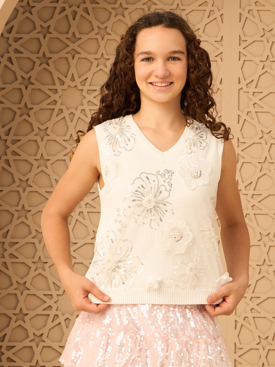 Embellished V-Neck Sweater Vest