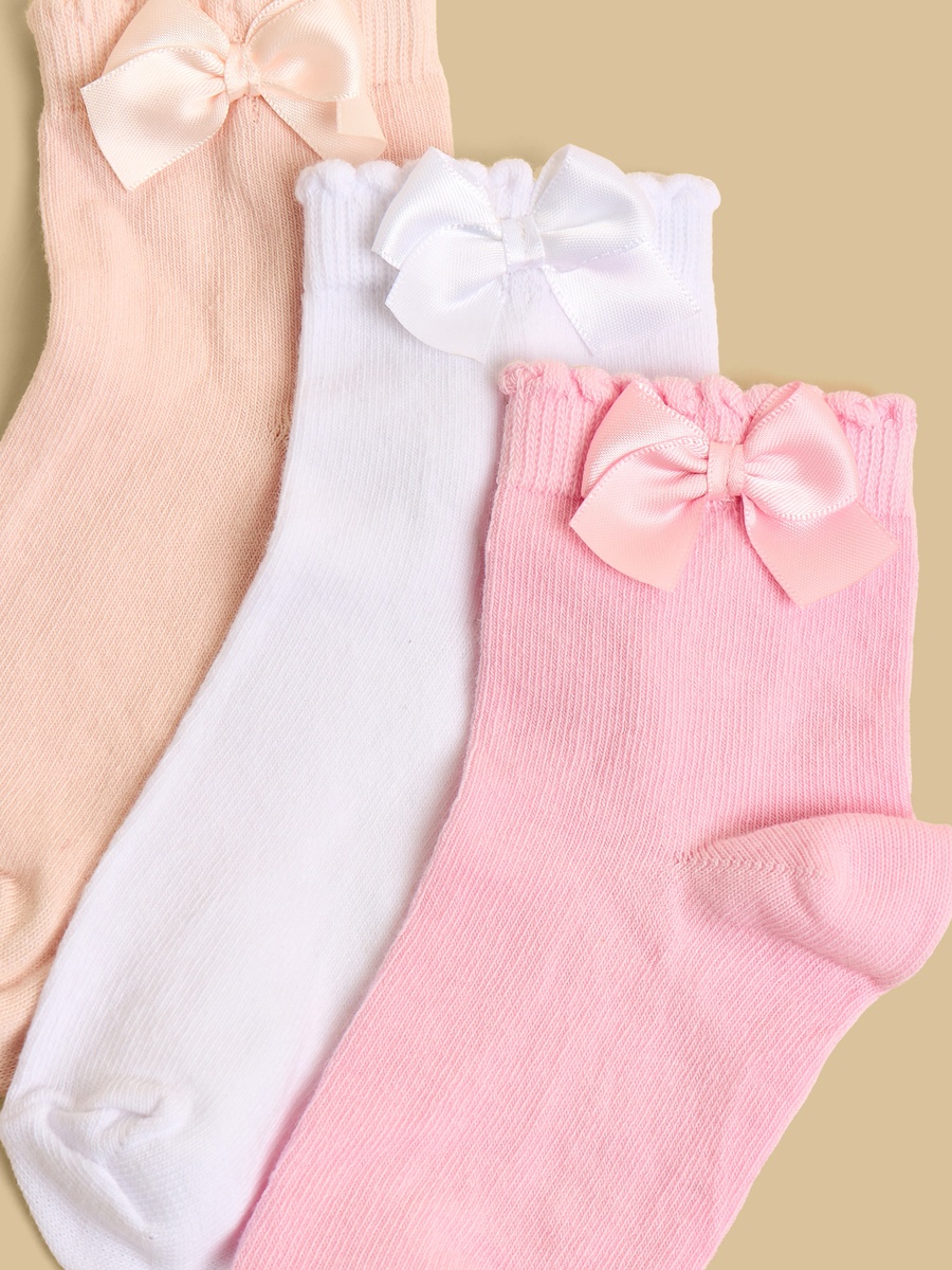 Pack of 3 - Bow Applique Ankle Length Socks