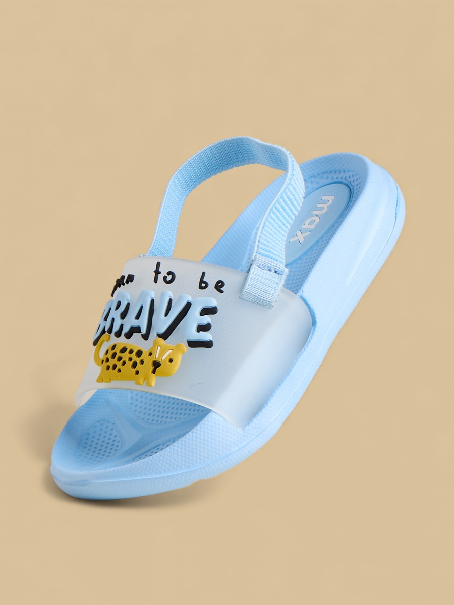 Cheetah Slogan Embossed Slides with Elastic Strap