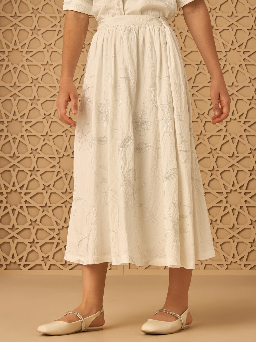 Floral Embroidered Skirt