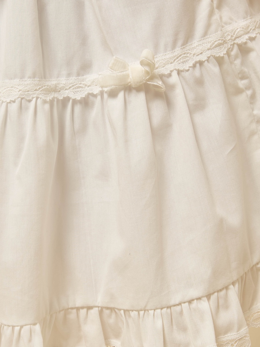 Tiered Cotton Mini Skirt with Lace Trim