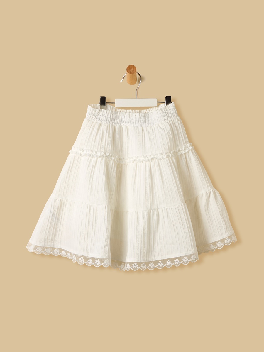 Tiered Skirt with Lace Hem