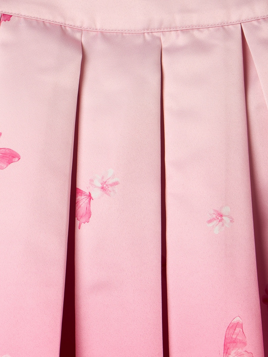 Ombre Floral Printed Pleated Skirt