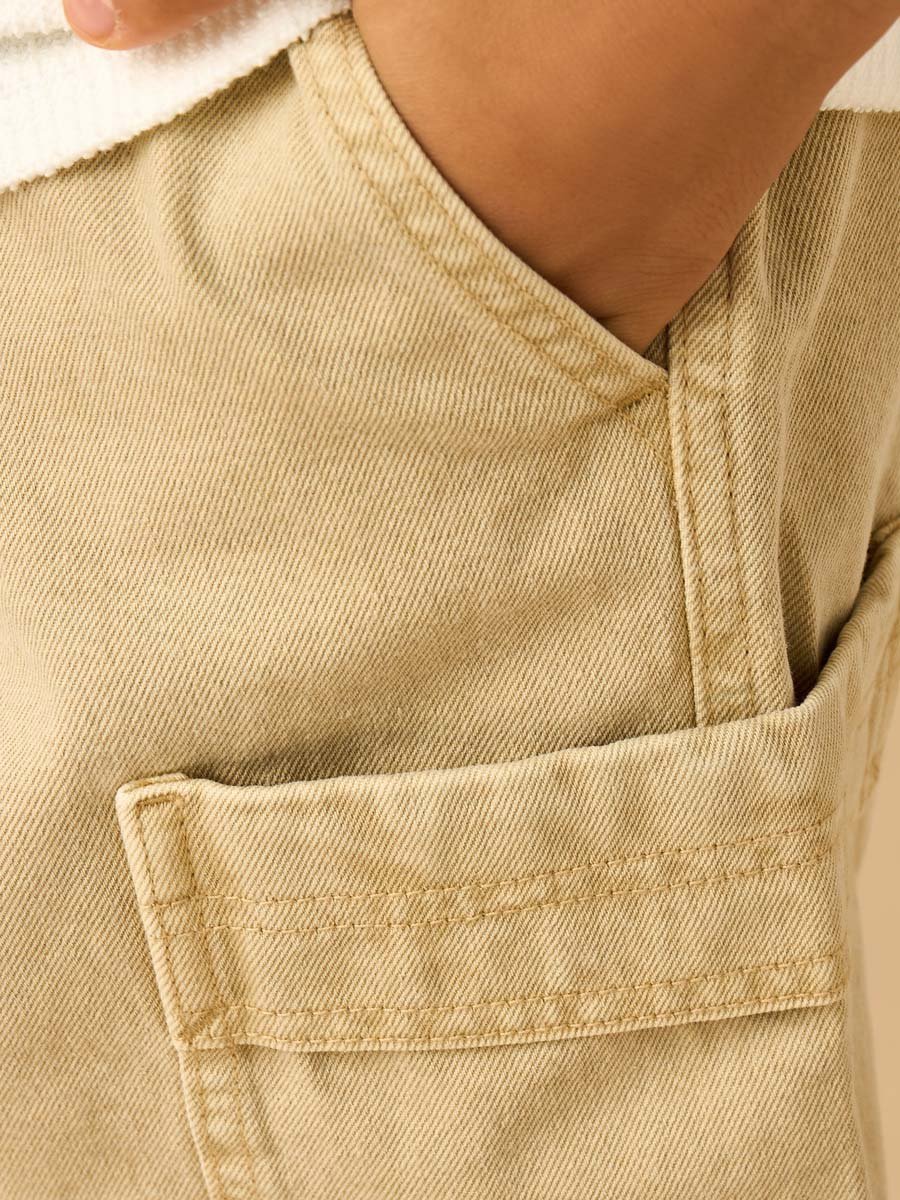 Washed Denim Cargo Shorts