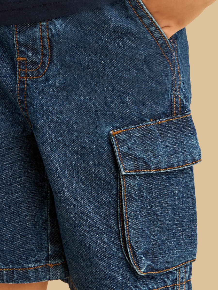 Denim Cotton Cargo Shorts