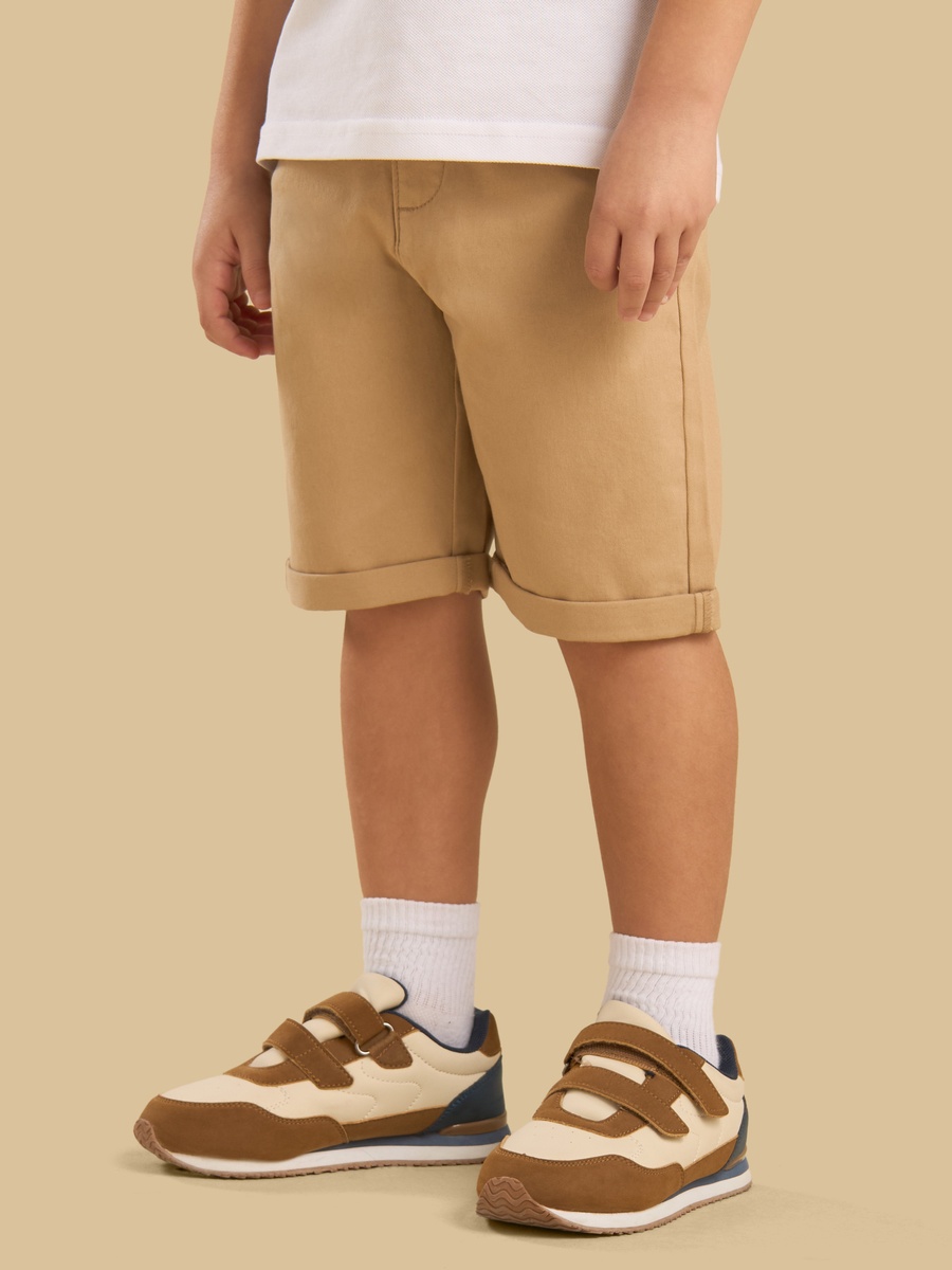 Belted Stretchable Twill Shorts