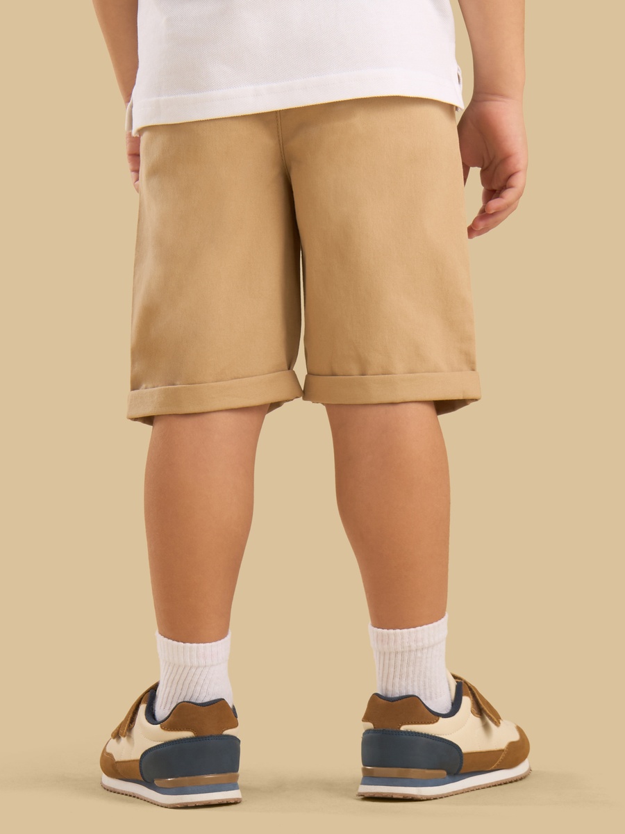 Belted Stretchable Twill Shorts