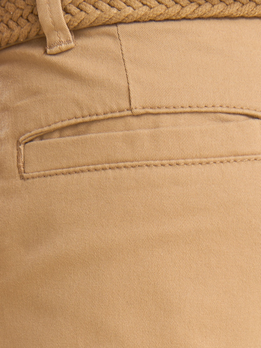 Belted Stretchable Twill Shorts