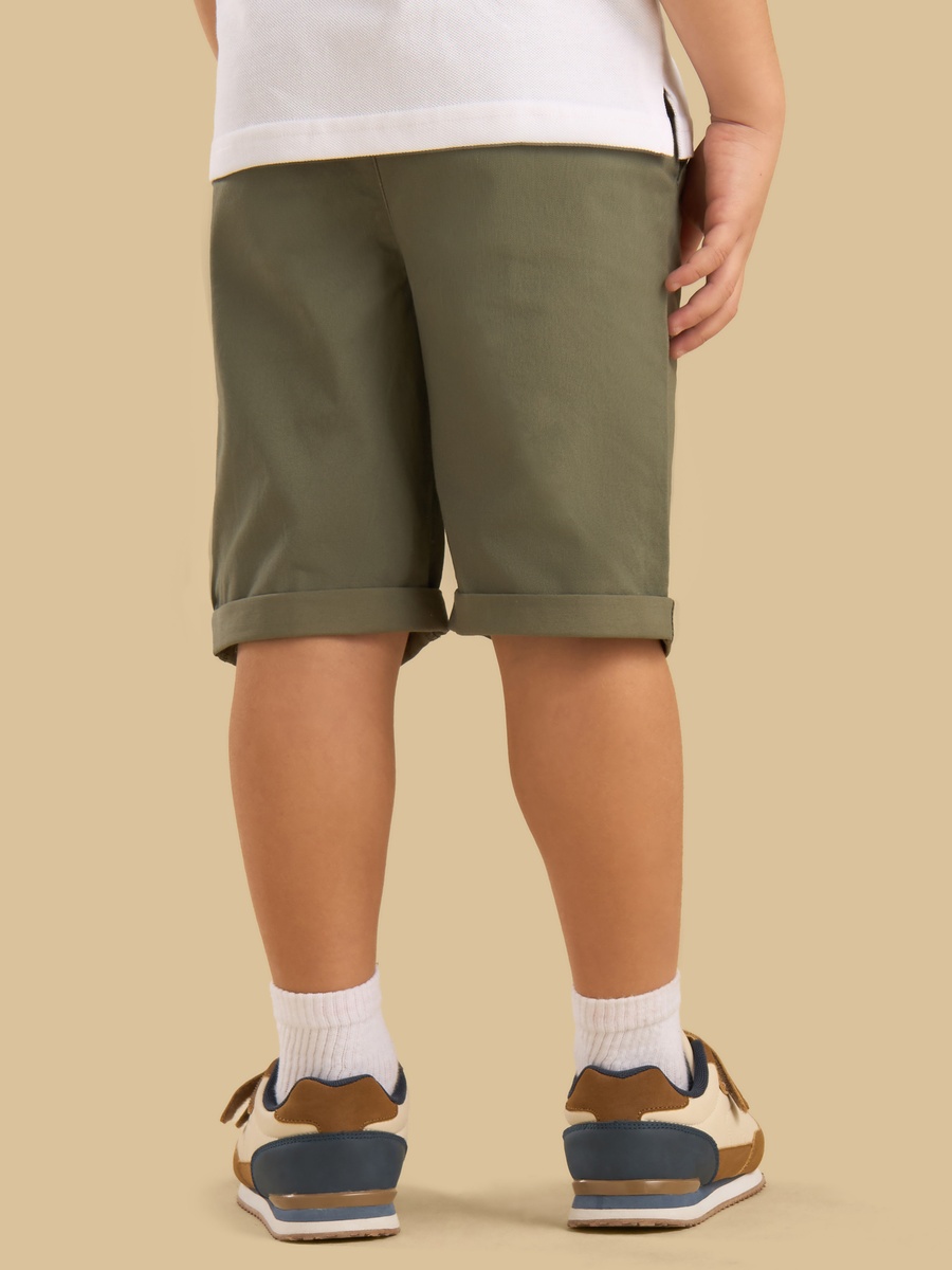 Belted Stretchable Twill Shorts