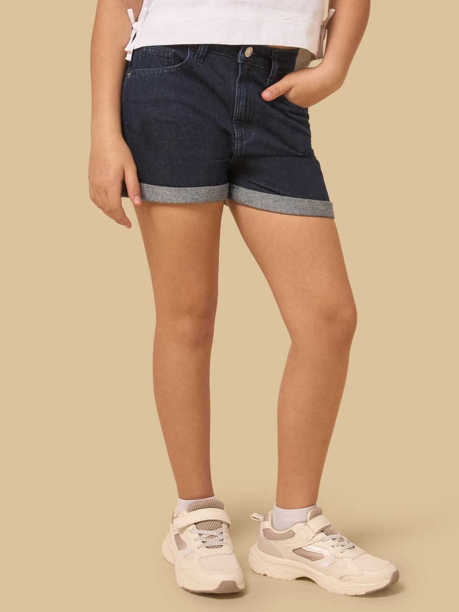 Mid-Rise Cotton Denim Shorts