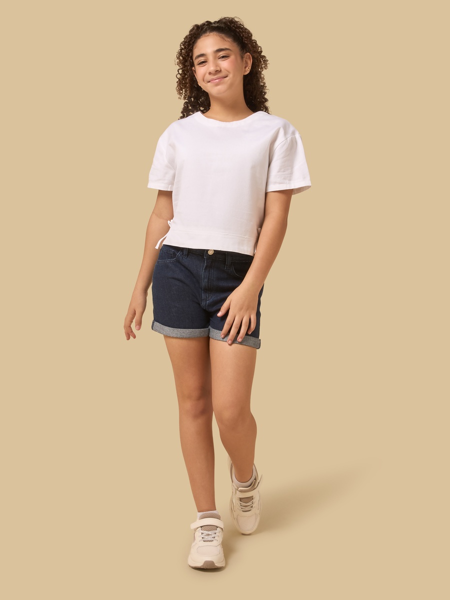 Mid-Rise Cotton Denim Shorts