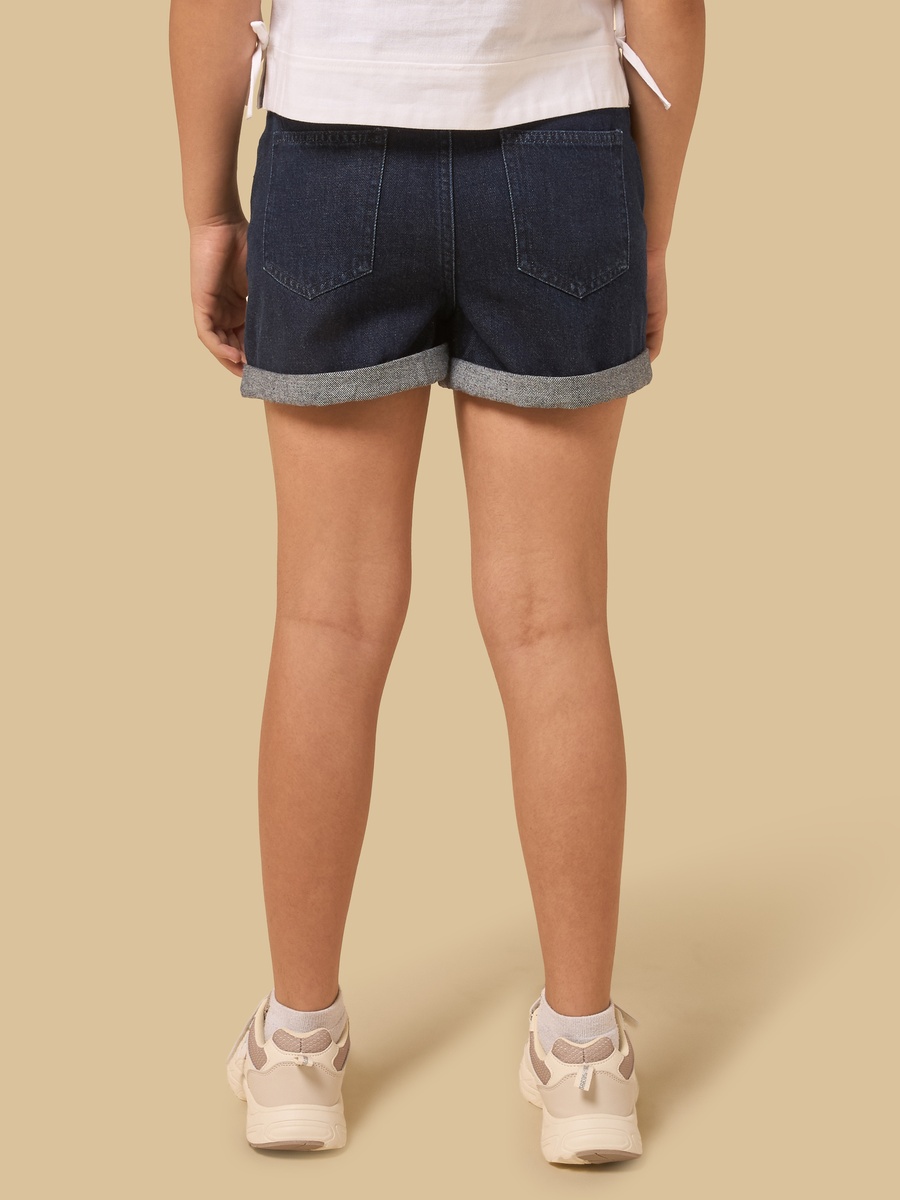 Mid-Rise Cotton Denim Shorts