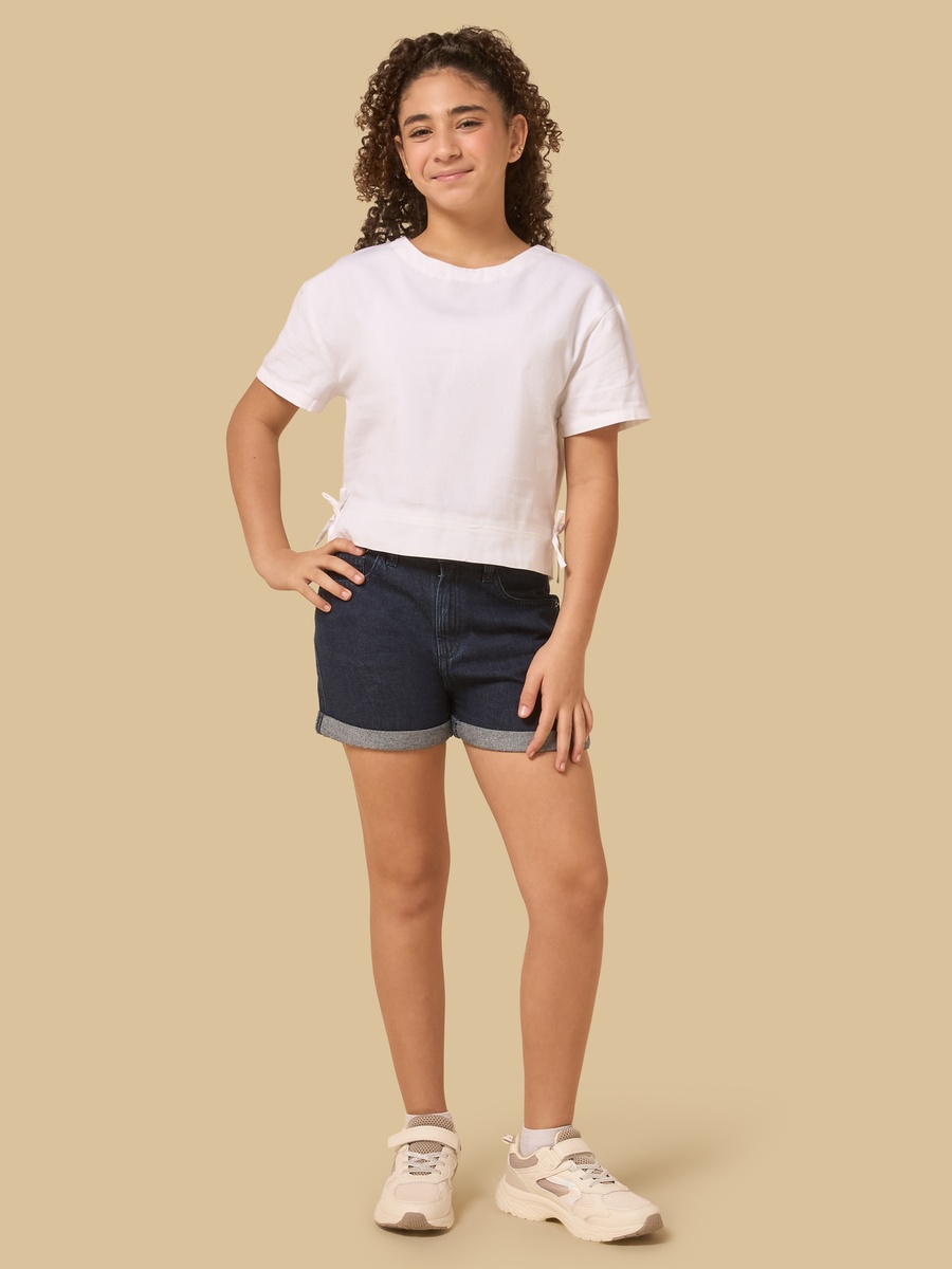 Mid-Rise Cotton Denim Shorts