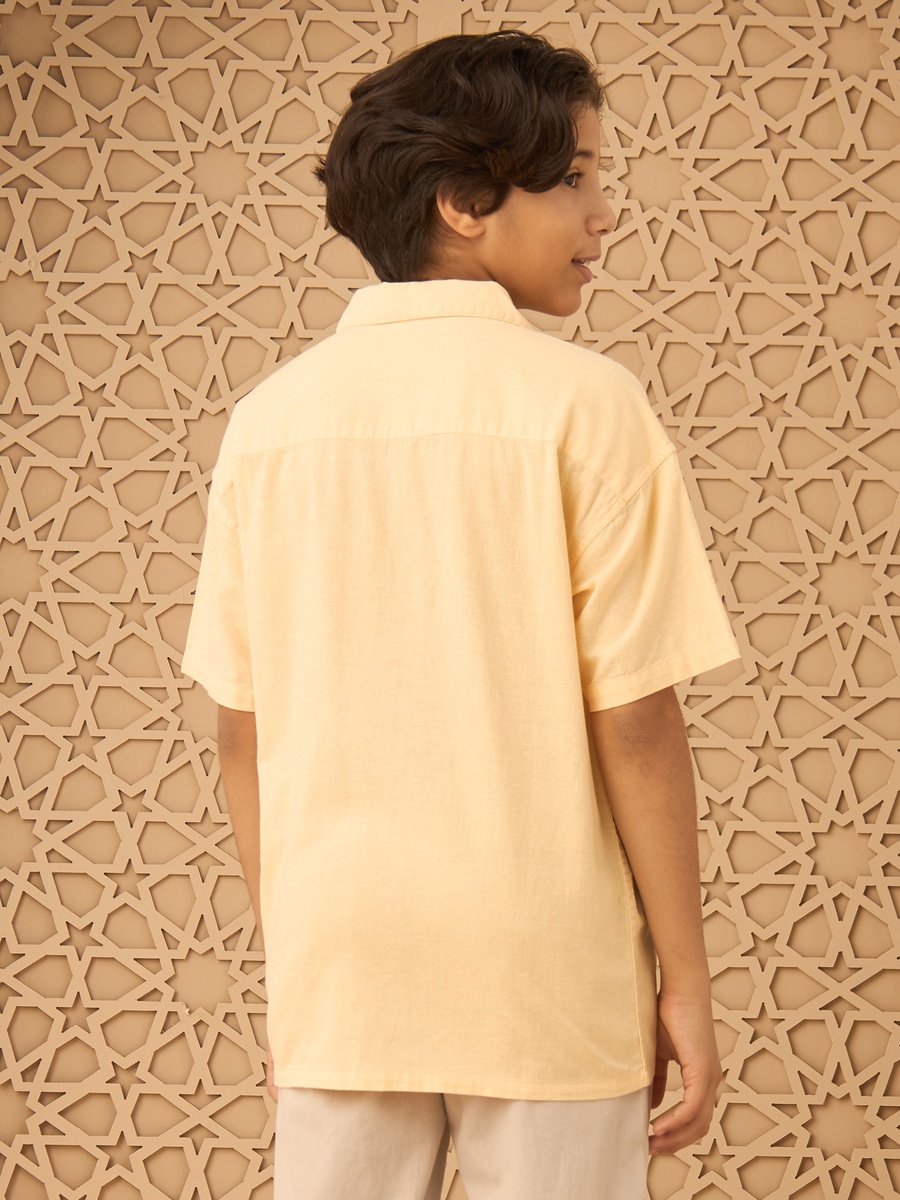 Applique Detail Linen Blend Shirt