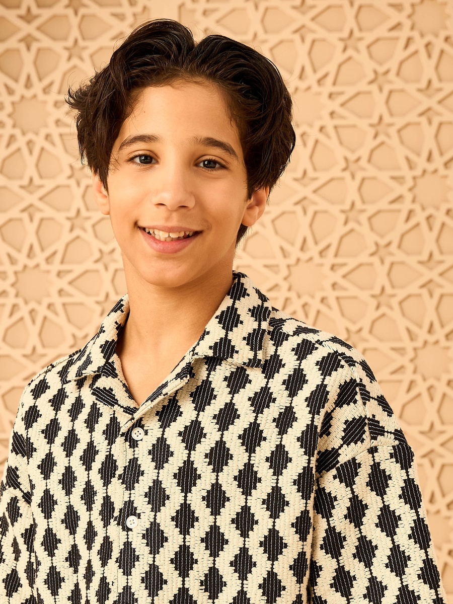 Crochet Textured Relaxed Fit Shirt with Camp Collar
