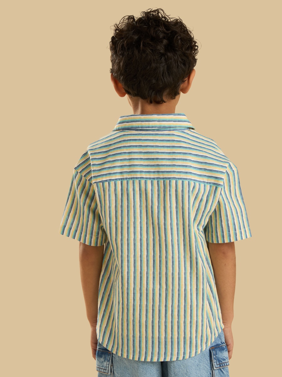 Printed Cotton T-Shirt with Striped Shirt