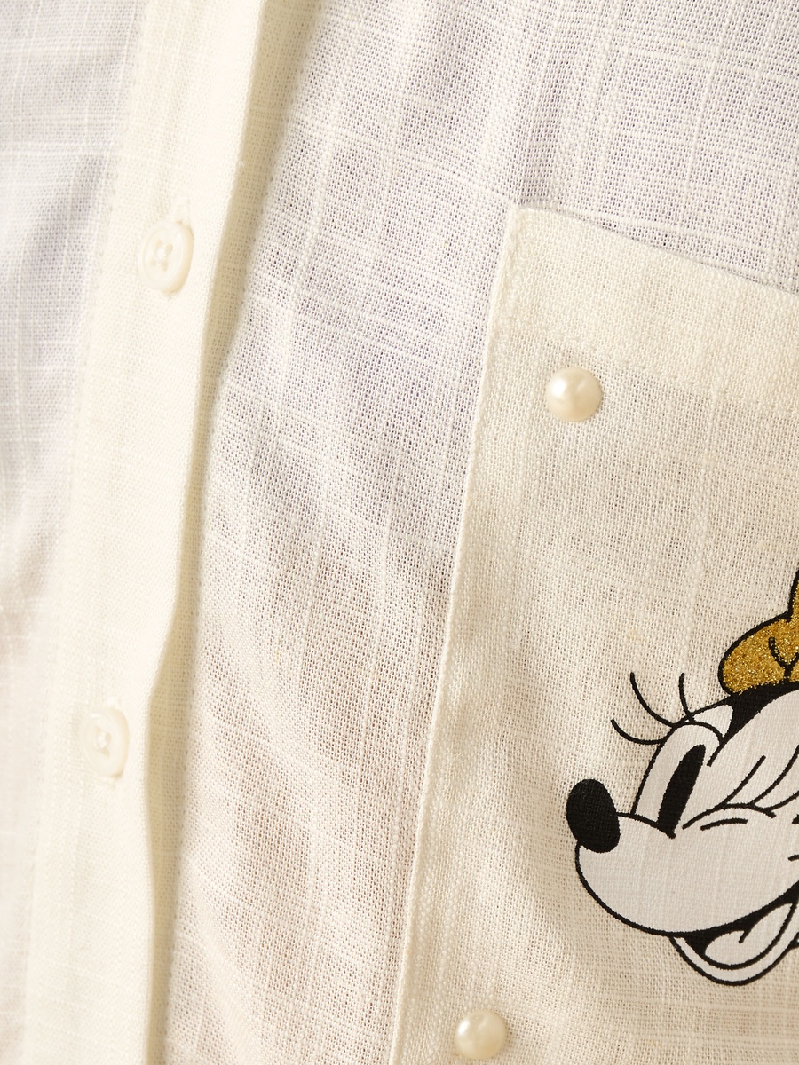 Minnie Mouse Print Linen Shirt