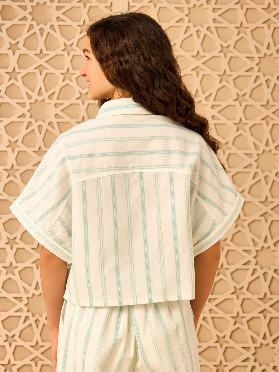 Striped Lurex Shirt with Extended Sleeves