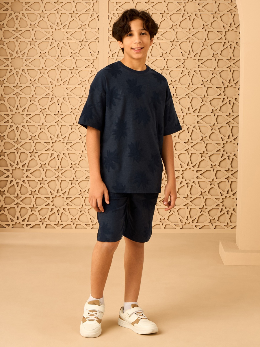 Jacquard Textured T-Shirt and Shorts Set